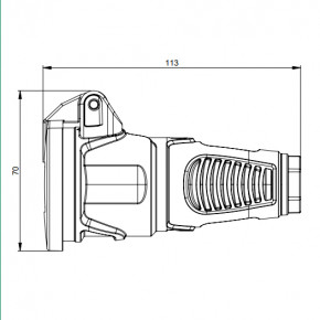 Vollgummi-Kupplung 250V, Federklappdeckel, IP44 PCE 2522-s/sr